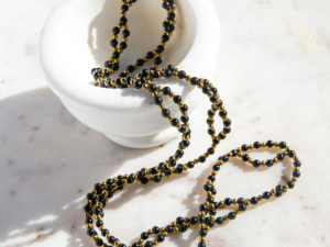 Tantric Necklace: Black Tourmaline and Gold Hematite