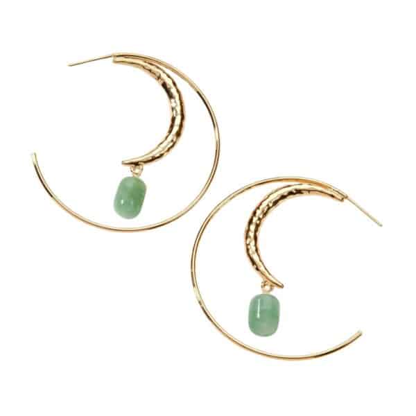 Lunar Highland Hoop Earrings | Green Aventurine